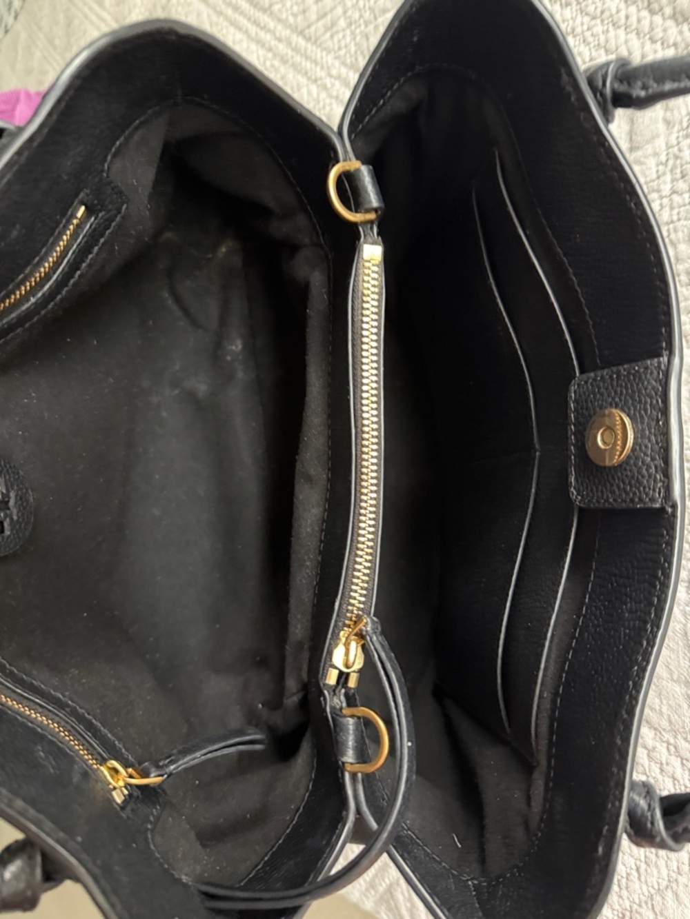 Tory Burch McGraw Black Pebbled Leather Satchel shoulder Bag crossbody Bag - Picture 15 of 16